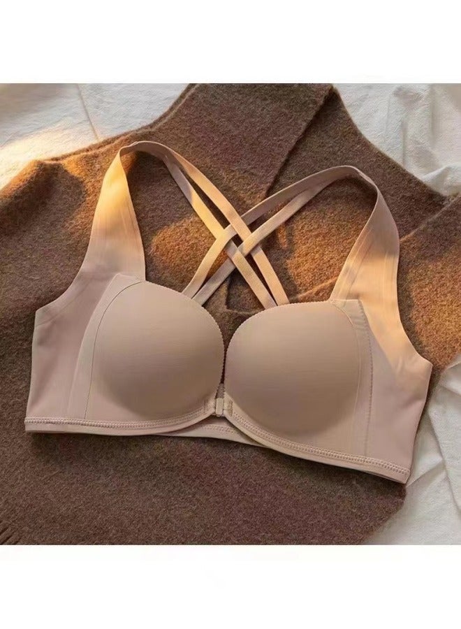 Beautiful Back Front Buckle Push-up Bra Women's Adjustable Seamless Small Chest Large No Steel Ring Sports Underwear Vest For Women