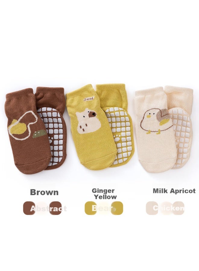 Babyface Tongyan Baby Socks, Infant Floor Socks, Autumn And Winter Indoor Use, Non-slip And Warm Toddler Socks For Boys And Girls, 3 Pairs Per Pack, Size 0-1 Year Old - Image 1