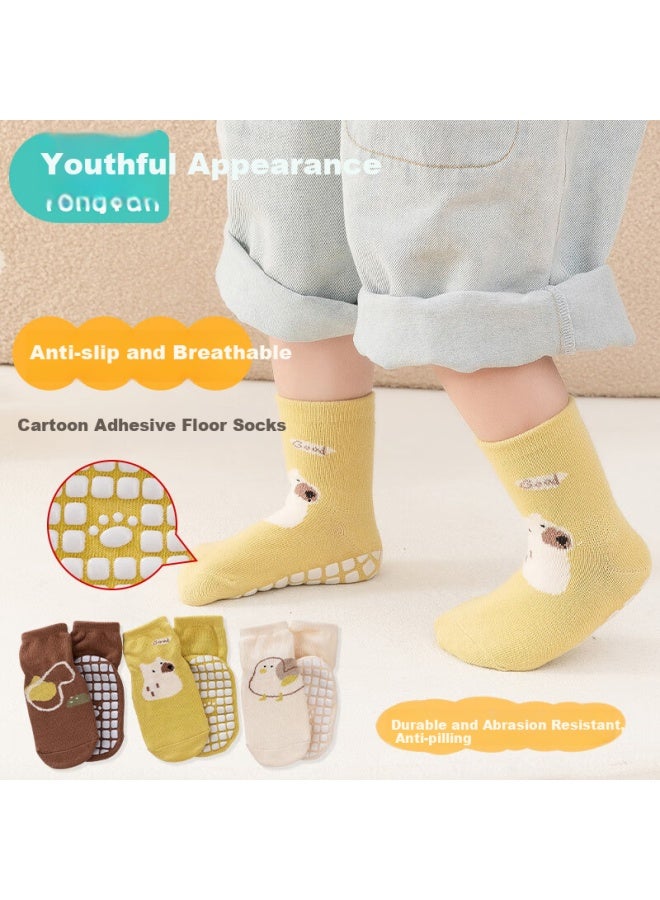 Babyface Tongyan Baby Socks, Infant Floor Socks, Autumn And Winter Indoor Use, Non-slip And Warm Toddler Socks For Boys And Girls, 3 Pairs Per Pack, Size 0-1 Year Old - Image 3