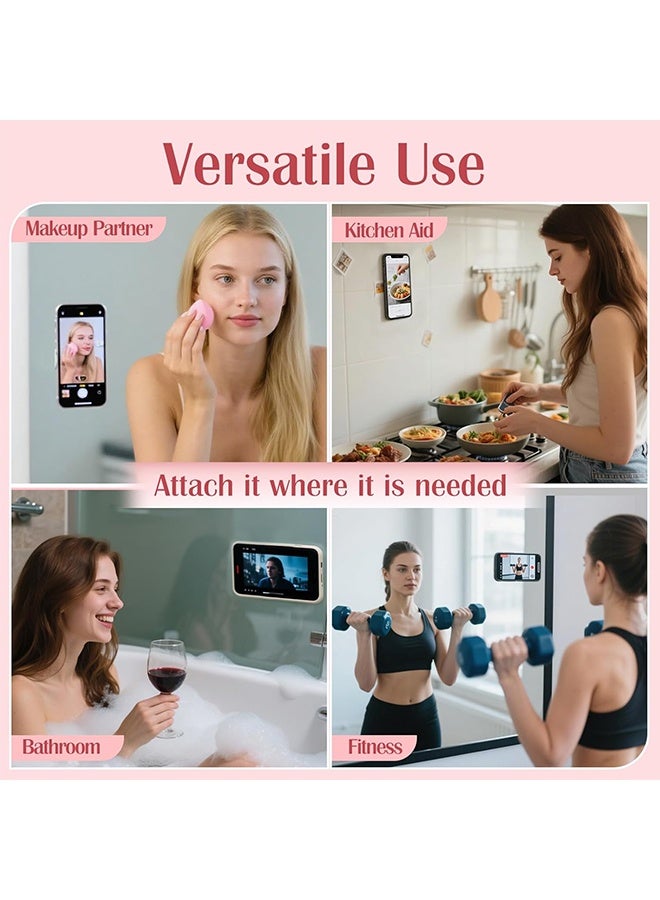 حامل هاتف من قطعتين بقاعدة شفط، ملحق قبضة هاتف، مقبض أنيق من السيليكون القوي بطول 2.17 بوصة لصور السيلفي والفيديوهات (أبيض ووردي). - Image 4