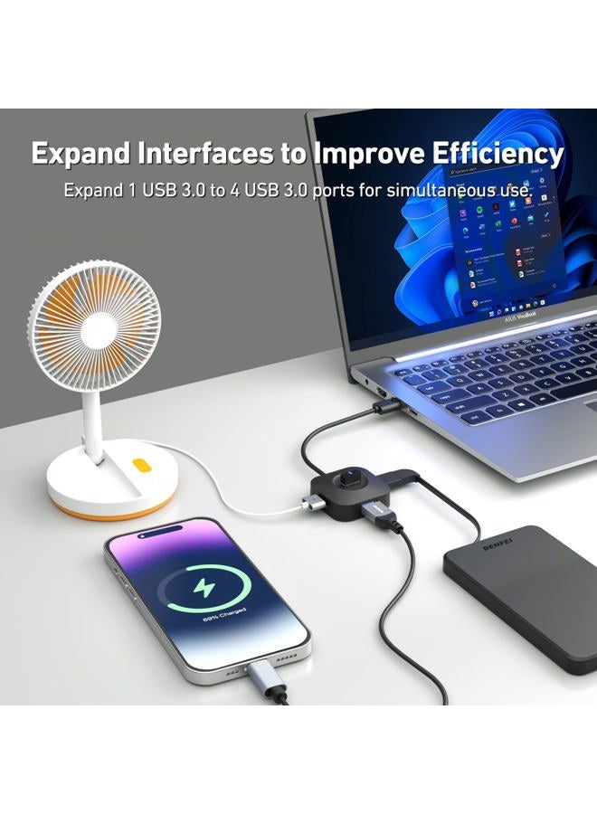 Benfei USB 3.0 Hub, 4 Ports USB A Splitter Ultra Compact for Mouse, Keyboard, Flash Drive, U Disk, Printer Compatible with Laptop, Desktop PC, Xbox, PS5, and More - Image 3