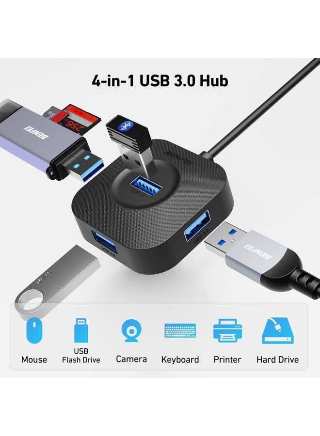Benfei USB 3.0 Hub, 4 Ports USB A Splitter Ultra Compact for Mouse, Keyboard, Flash Drive, U Disk, Printer Compatible with Laptop, Desktop PC, Xbox, PS5, and More - Image 2