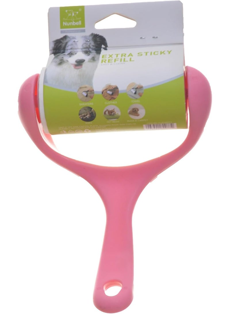 Nunbell Extra Sticky Pet Hair Remover, Pink, Refillable Roller for Home and Pet Grooming.