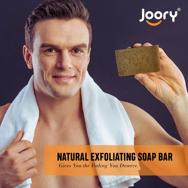 JOORY Natural Moisturizing Soaps for Women and Men 4 Bath Soaps with Exfoliating Egyptian Loofah Body Scrubber Vegan Friendly Cold Pressed Charcoal Coffee Beans Turmeric and Collagen Soaps - Image 5