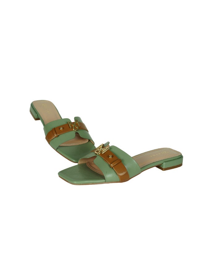ZAYNA 221-43 Zayna Ladies  Square Toe  Sliders 10G3753-6 Green - Image 2