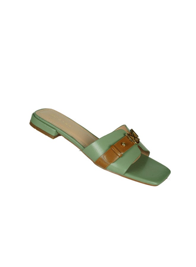 ZAYNA 221-43 Zayna Ladies  Square Toe  Sliders 10G3753-6 Green - Image 1