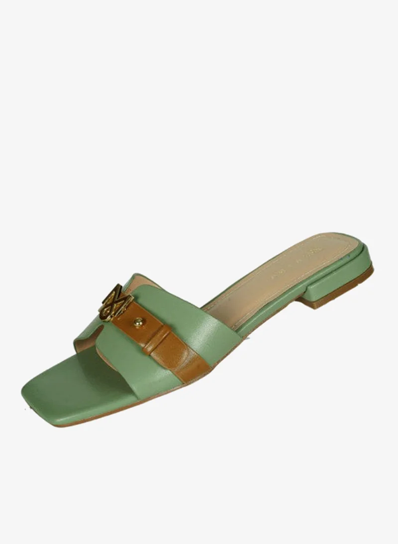 Zayna Green 221-43 Zayna Ladies  Square Toe  Sliders 10G3753-6 Green for Women | Best Price UAE