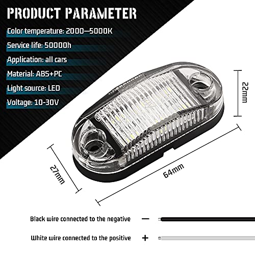 Sidaqi 6PCS LED Side Marker Lights for Trailer Truck, 12-30V, Waterproof, White - Image 2