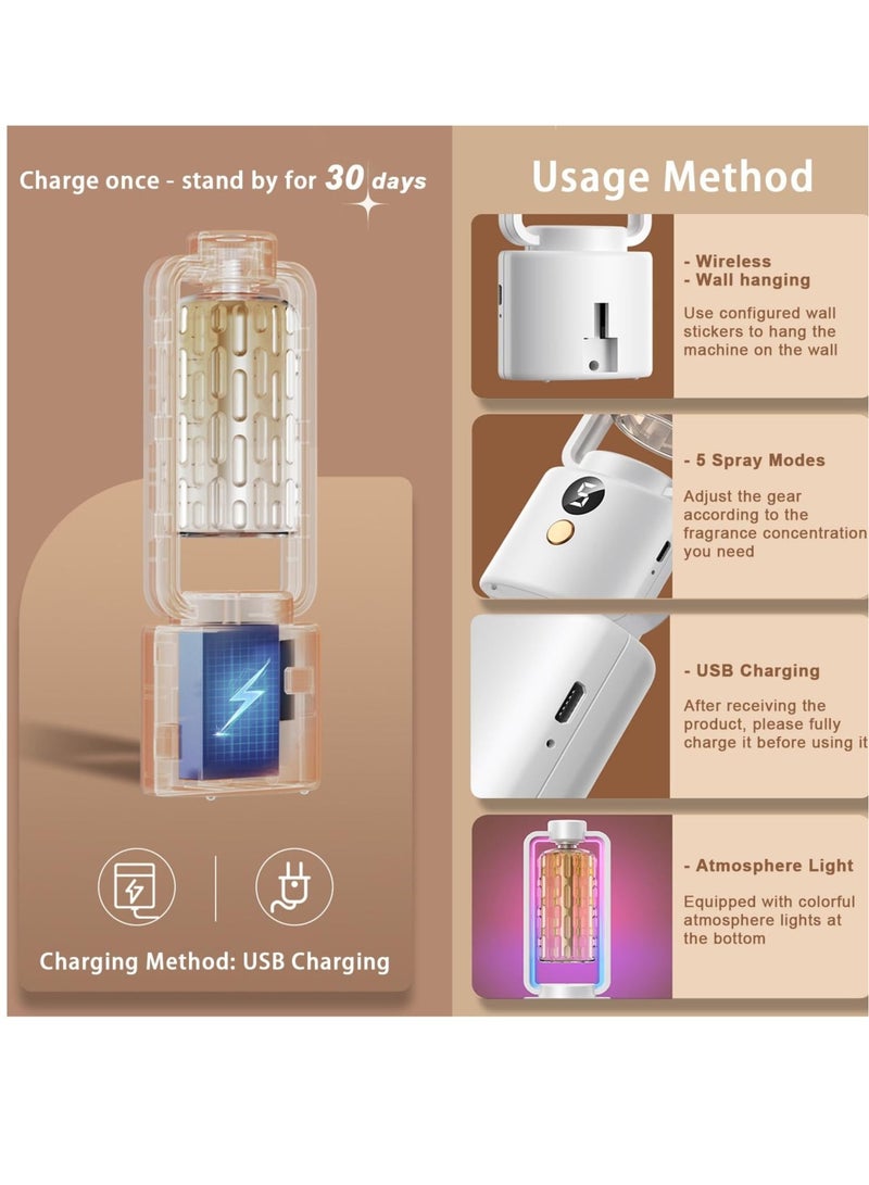 Captaintech Gardenia Aromatherapy Diffusers, Essential Oil Diffuser, Wireless Wall Mounted Air Freshener, 7-Color Night Light 4 Mist Mode Aroma Humidifier, Suitable for Home Large Room Bathroom - Image 5