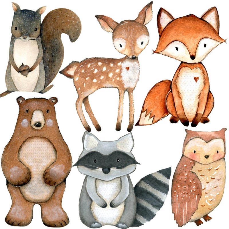 Puremigo 12inch Large Woodland Cutouts with Stand, Woodland Baby Shower Decorations, Forest Animals Baby Shower Decorations, Birthday Party Supplies Cardboard Stand Up Prop 6 PCS - Image 1