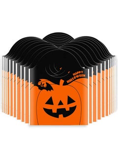 ZeeDix ZeeDix 50 Pcs Halloween Candy Bags Treat Bags Goody Mini Bags for Lollipop Candy Cake Pop Chocolate Cookie Wrapping Buffet-Orange Tote Bags Jack-O-Lantern Pumpkin Thickness OPP Plastic Bags  - Image 1