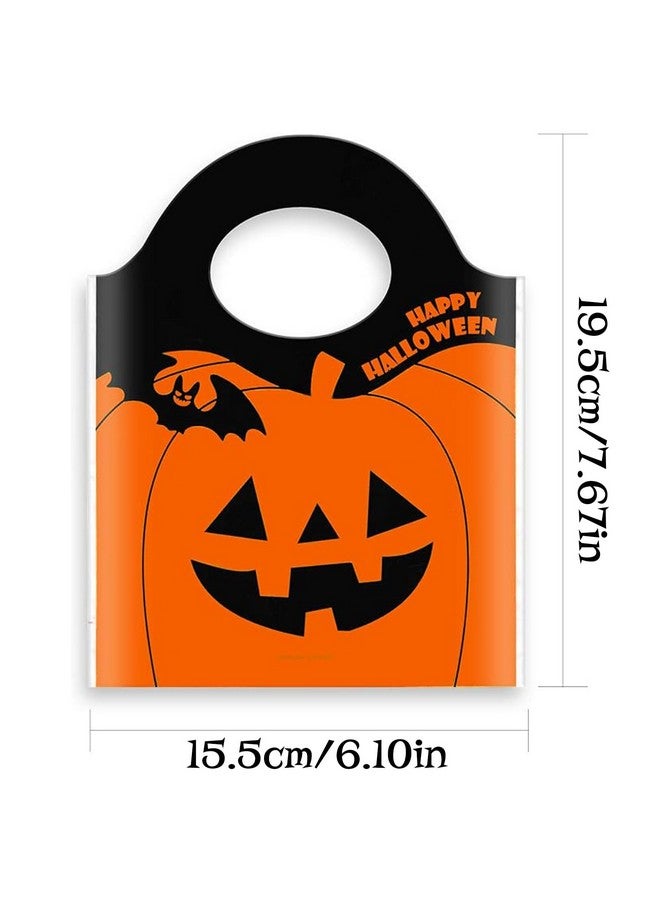 ZeeDix ZeeDix 50 Pcs Halloween Candy Bags Treat Bags Goody Mini Bags for Lollipop Candy Cake Pop Chocolate Cookie Wrapping Buffet-Orange Tote Bags Jack-O-Lantern Pumpkin Thickness OPP Plastic Bags  - Image 2