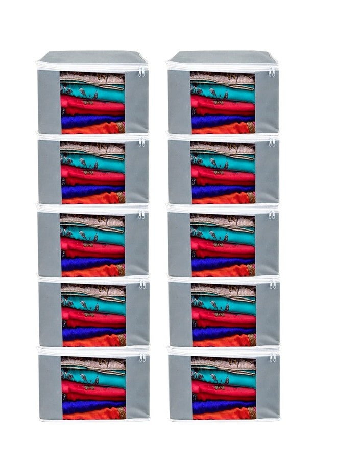SHAPING FABRIC Garment Cover Non-Woven 90 GSM with Transparent Window & Double Metal Zipper - Pack of 10 | Dustproof Clothes Storage Bag for Sarees, Suits, Jackets, Shirts SBXLRL152493517524148523741 - Image 1