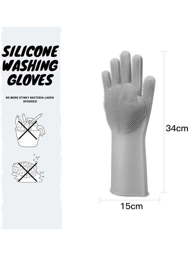 Silicone Dishwashing Glove Grey 34 x 15cm - Image 2