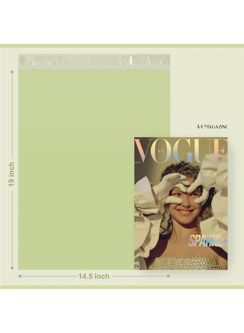 فوميمو حقيبة أظرف بلاستيكية، 100 قطعة أكياس تخزين بريدية خضراء ذاتية الغلق ذاتية اللصق، أكياس بريدية بلاستيكية ذات أظرف بلاستيكية بولي بريدية، أظرف شحن مقاومة للماء والتمزق، أكياس شحن بريدية سميكة قوية (أخضر) (38 * 47 سم) - Image 3