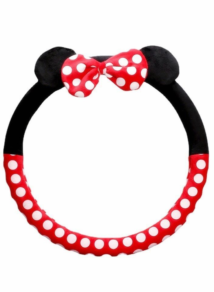 Y&D Car Steering Wheel Cover, Cute Style Fluffy Auto Cover for Women Girls, Breathable Anti-Slip Universal Fit 14.9-16.5 inch Wheel, Wheels Accessories (Minnie Mouse)  - Image 1