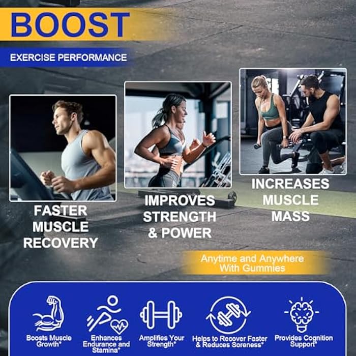 Lysimi Creatine Monohydrate Gummies 8000mg for Men & Women, Creatine Monohydrate for Muscle Strength, Muscle Builder, Energy Boost, Pre-Workout Supplement, Blueberry Flavor, 120Count - Image 3