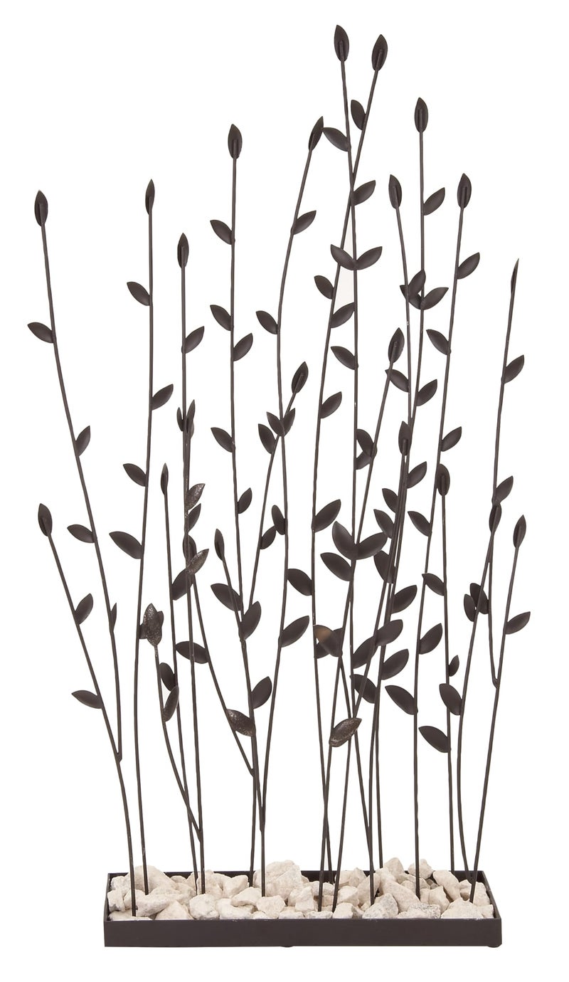 Deco 79 Metal Floral Decorative Sculpture Home Decor Statue with Loose Stones Accent Figurine 14 x 5 x 31 Black - Image 1