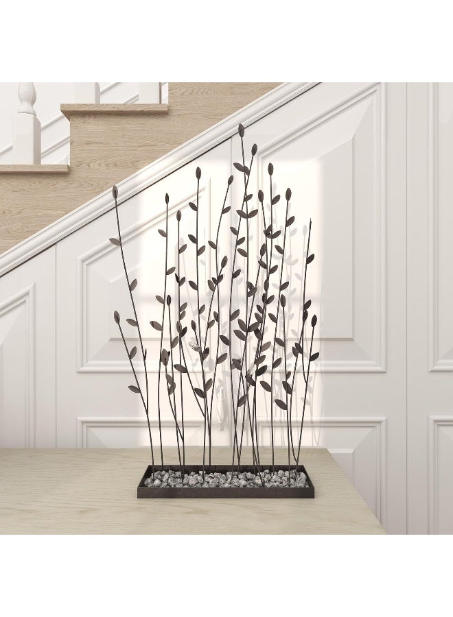 Deco 79 Metal Floral Decorative Sculpture Home Decor Statue with Loose Stones Accent Figurine 14 x 5 x 31 Black - Image 3
