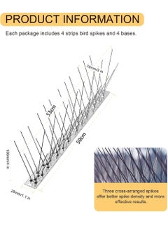 Uwals 4-PCS 50CM Bird Spikes with Stainless Steel Base, Durable Bird Repellent Spikes Arrow Pigeon Spikes Fence Kit for Deterring Small Bird, Crows  - Image 4