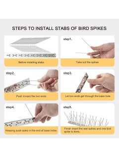 Uwals 4-PCS 50CM Bird Spikes with Stainless Steel Base, Durable Bird Repellent Spikes Arrow Pigeon Spikes Fence Kit for Deterring Small Bird, Crows  - Image 5