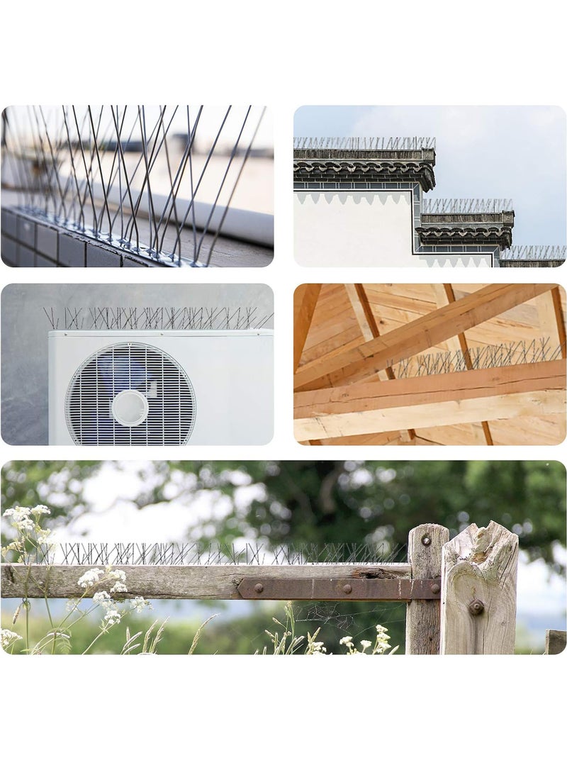 4-PCS 50CM Bird Spikes with Stainless Steel Base, Durable Bird Repellent Spikes Arrow Pigeon Spikes Fence Kit for Deterring Small Bird, Crows