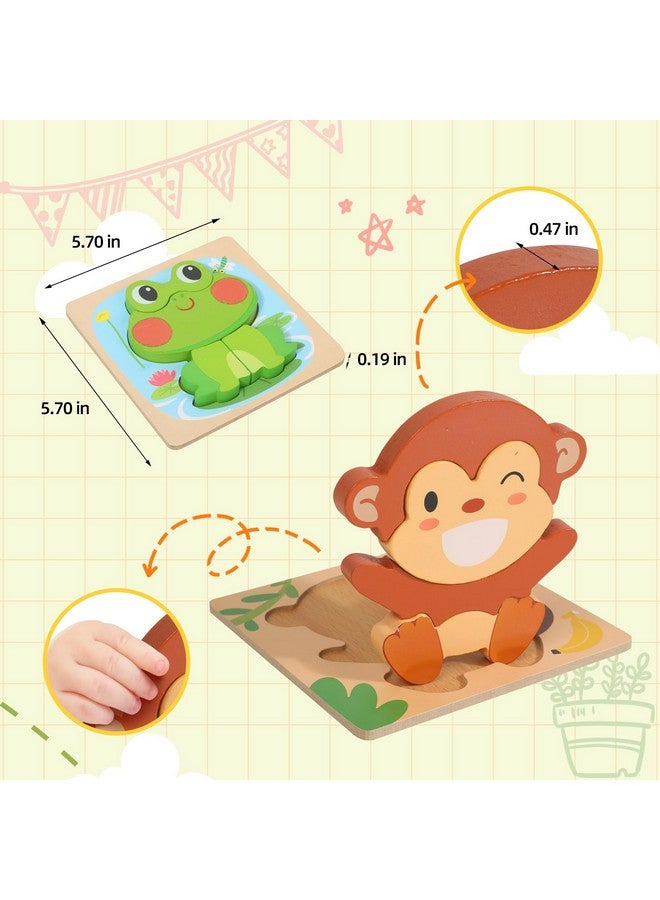 EDUTREE Wooden Puzzles For Toddlers 2-4, 6 Pack Animal Shape Puzzle Montessori Toys For 1 2 3 Year Old, Educational Learning Toys For Girls Boys - Image 4