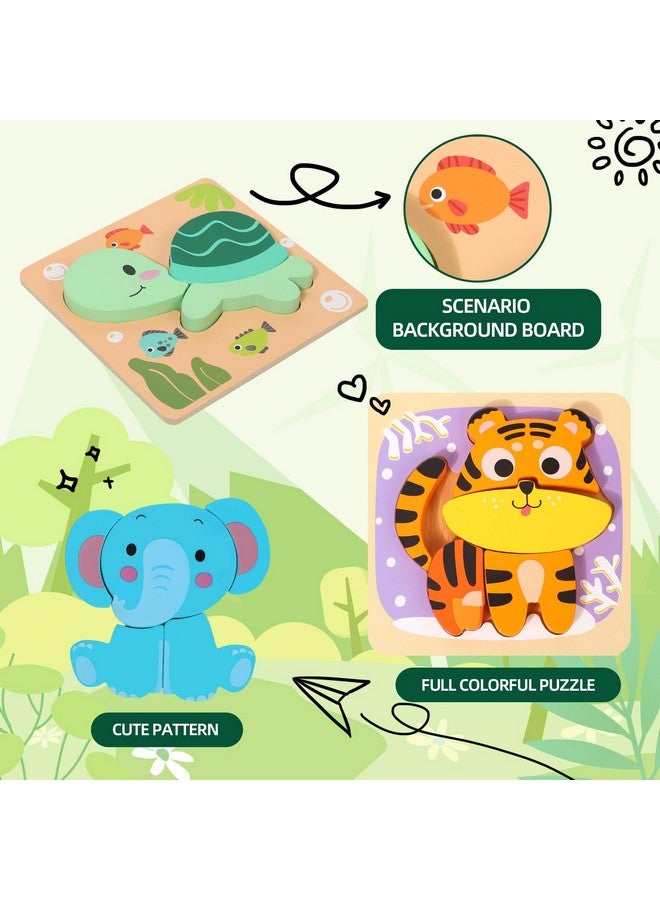 EDUTREE Wooden Puzzles For Toddlers 2-4, 6 Pack Animal Shape Puzzle Montessori Toys For 1 2 3 Year Old, Educational Learning Toys For Girls Boys - Image 3