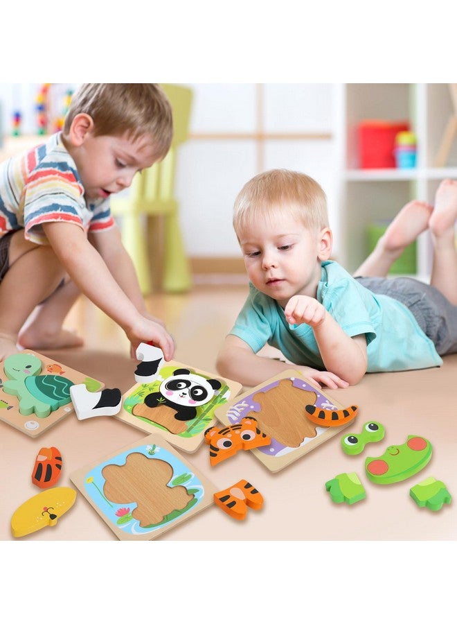 EDUTREE Wooden Puzzles For Toddlers 2-4, 6 Pack Animal Shape Puzzle Montessori Toys For 1 2 3 Year Old, Educational Learning Toys For Girls Boys - Image 5
