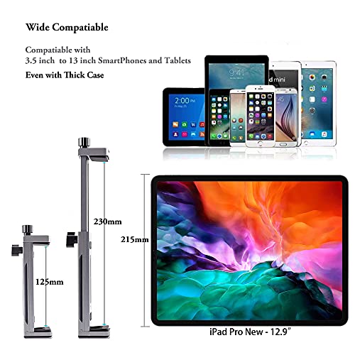 Peastrex Aluminum IPad Pro Tripod Mount Adapter Holder With Cold Shoe Ball Head and Bluetooth Shutter for iPad Pro 12.9 11 10.5, iPad Air Mini, Surface Galaxy Tab, Video Recording 3.5 to 13.5" iPhone Tablet - Image 3