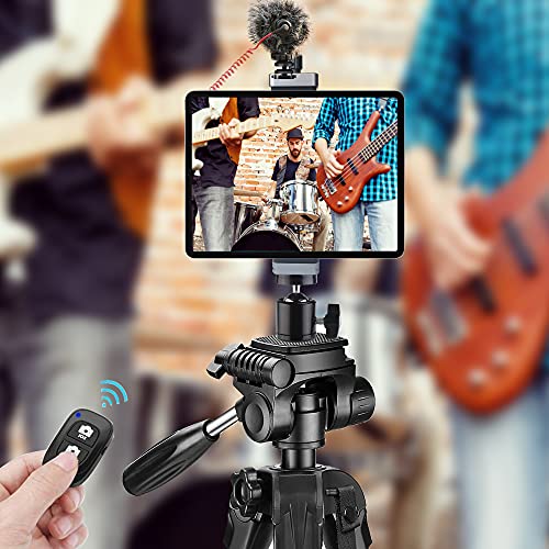 Peastrex Aluminum IPad Pro Tripod Mount Adapter Holder With Cold Shoe Ball Head and Bluetooth Shutter for iPad Pro 12.9 11 10.5, iPad Air Mini, Surface Galaxy Tab, Video Recording 3.5 to 13.5" iPhone Tablet - Image 5