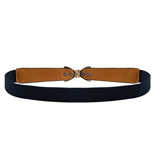 Syuer Women's 1" Width Bow Skinny Elastic Waist Belt - Stretchy Thin Belt (XXL-XXXL (35"-45"), Black) - Image 2