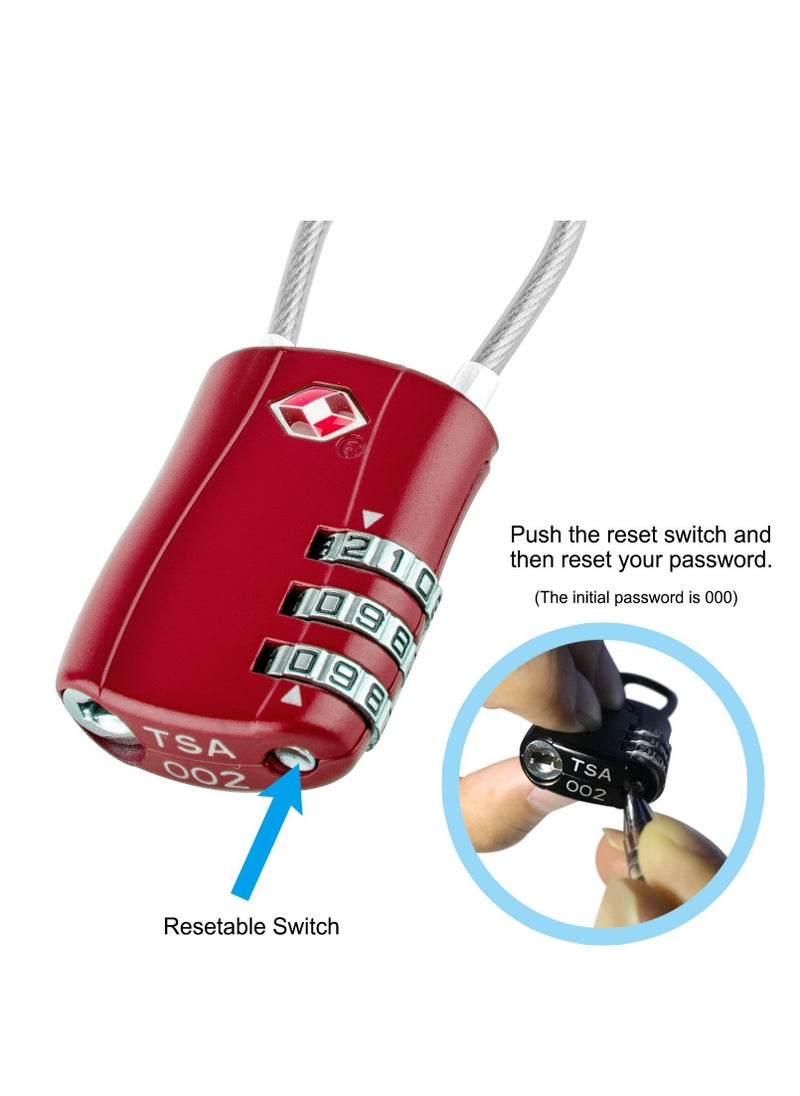 SYOSI - TSA Luggage Locks, TSA Approved Luggage Lock 3-Digit Re-settable Combination Lock, Code Lock for Travel Suitcase Luggage Bag Lockers (2PCS Red) [ Zinc Alloy Version] - Image 1