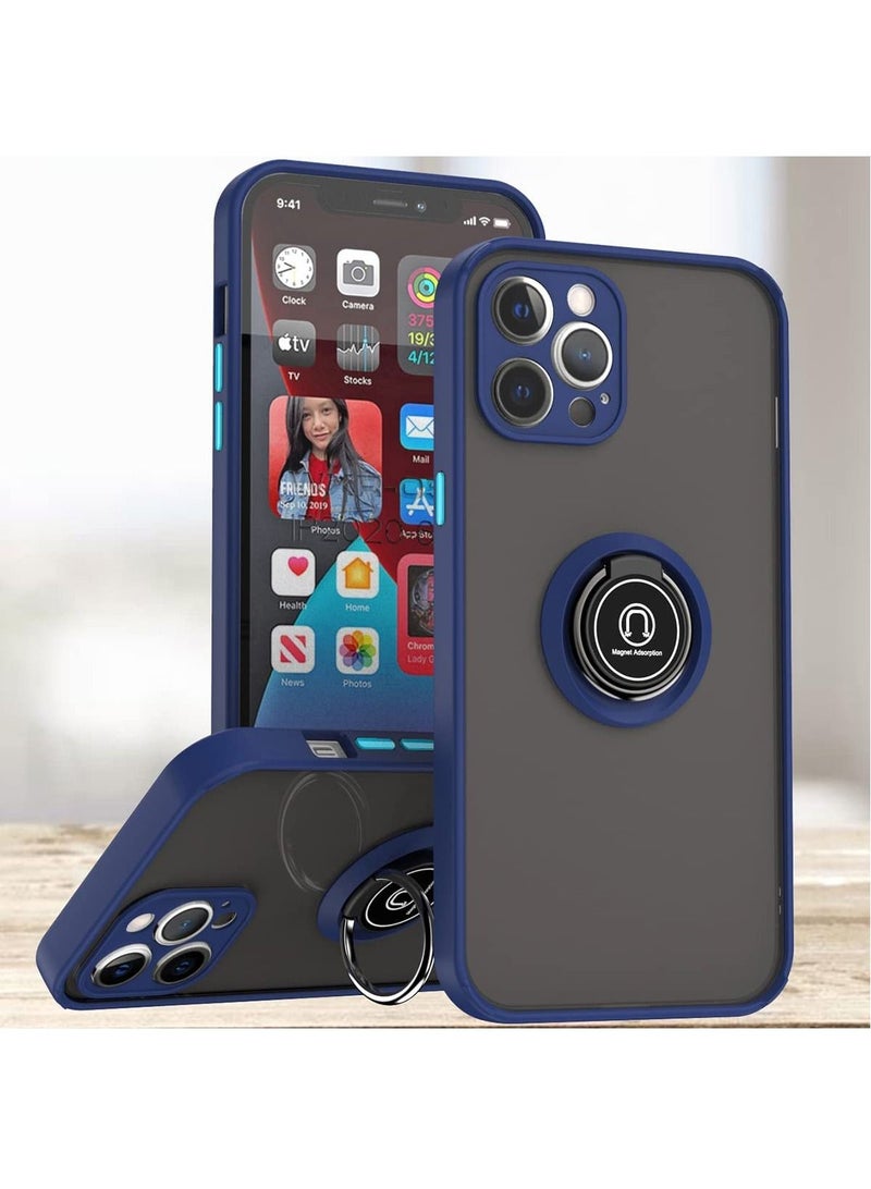 Iphone 12 Pro Max Case, Military Grade Heavy Duty Protection Phone Case Drop Tested Cover with Magnetic Ring Kickstand for Iphone 12 Pro Max Blue - Image 1