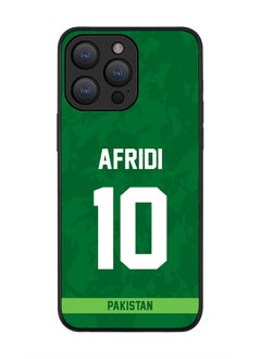 Cover for iPhone 15 Pro Max Case , Rugged Black Slim fit Soft Flexible Thin Protective Phone Cases - Player Name - AFRIDI, Jersey Number- 10