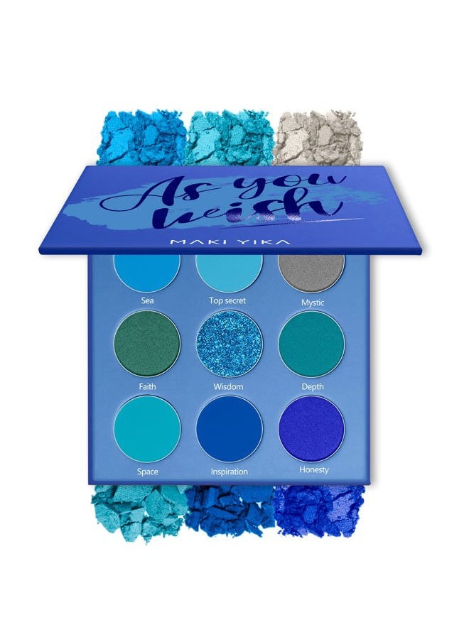 MAKI YIKA - Blue Eyeshadow Palette for Women, Blue Eye Shadow 9 Color Matte Shimmer Glitter Eye Makeup Palette, Long Lasting & High Pigmented Eyes Makeup Palette (Blue) - Image 1