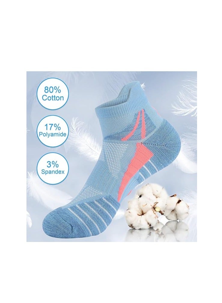 Excefore Running Trainer Socks Women 4-7,Womens Ladies Ankle Sports Socks Low Cut Anti Blister Cushioned Walking Cotton Socks 5 Pairs Colourful Breathable Wicking Non-slip Athletic Socks - Image 4