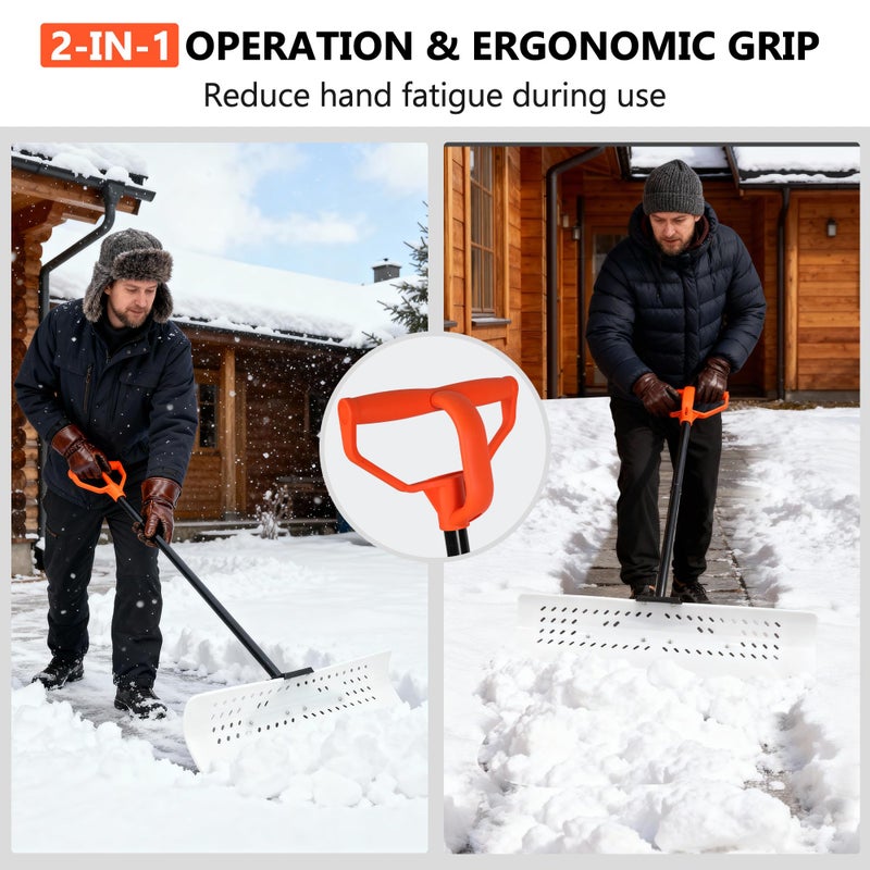 Orientools Snow Shovel and Pusher with Ergonomic Design, 36-Inch Wide Polyethylene Blade for Efficient Driveway and Sidewalk Snow Removal, Quick Connect Handle - Image 4
