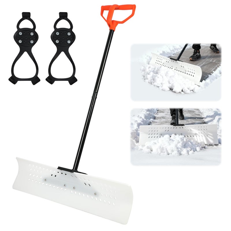 Orientools Snow Shovel and Pusher with Ergonomic Design, 36-Inch Wide Polyethylene Blade for Efficient Driveway and Sidewalk Snow Removal, Quick Connect Handle - Image 1