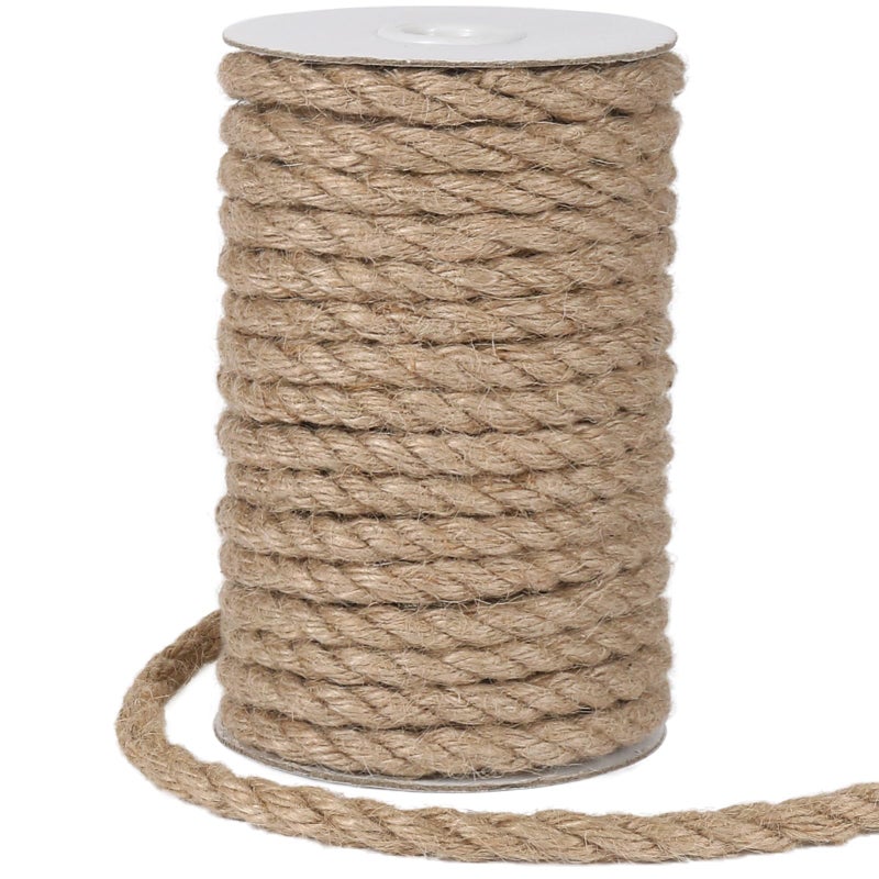 Tenn Well 8mm Jute Rope 50 Feet Heavy Duty and Thick Twine Rope for Crafts Gardening Cat Scratching Post Home Decor