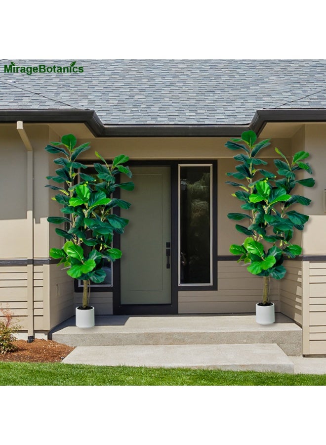 MirageBotanics Fiddle Leaf Fig Tree Artificial 180cm - Faux Ficus Lyrata Plant with Realistic Leaves in White Planter, Indoor Outdoor Fake Tree for Home Office Living Room Decor - Image 4