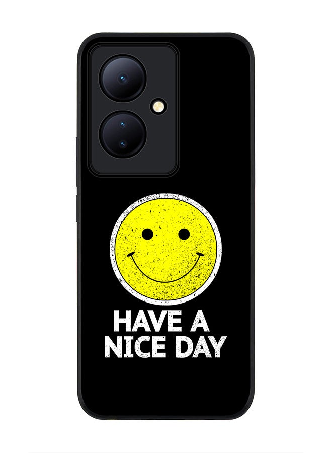 Stylizedd Rugged Black edge case for Vivo V29 Lite, Slim fit Soft Case Flexible Rubber Edges Anti Drop TPU Gel Thin Cover- Have a nice day - Image 1