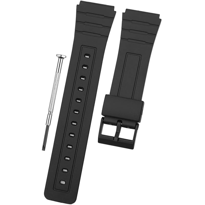 DBLACK ''CDS1'' 18mm Watch Strap // Compatible With ''CASIO'' F-91W, F-91WG, F-91WM, F-94WA, F-93W, F-105W, F-106W, F-28W & Other Models (Black) - Image 1