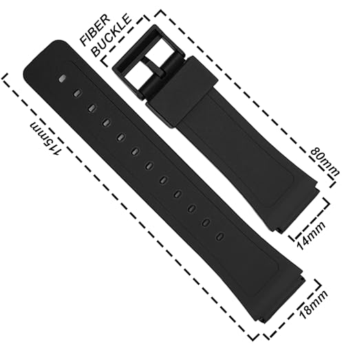 DBLACK ''CDS1'' 18mm Watch Strap // Compatible With ''CASIO'' F-91W, F-91WG, F-91WM, F-94WA, F-93W, F-105W, F-106W, F-28W & Other Models (Black) - Image 2