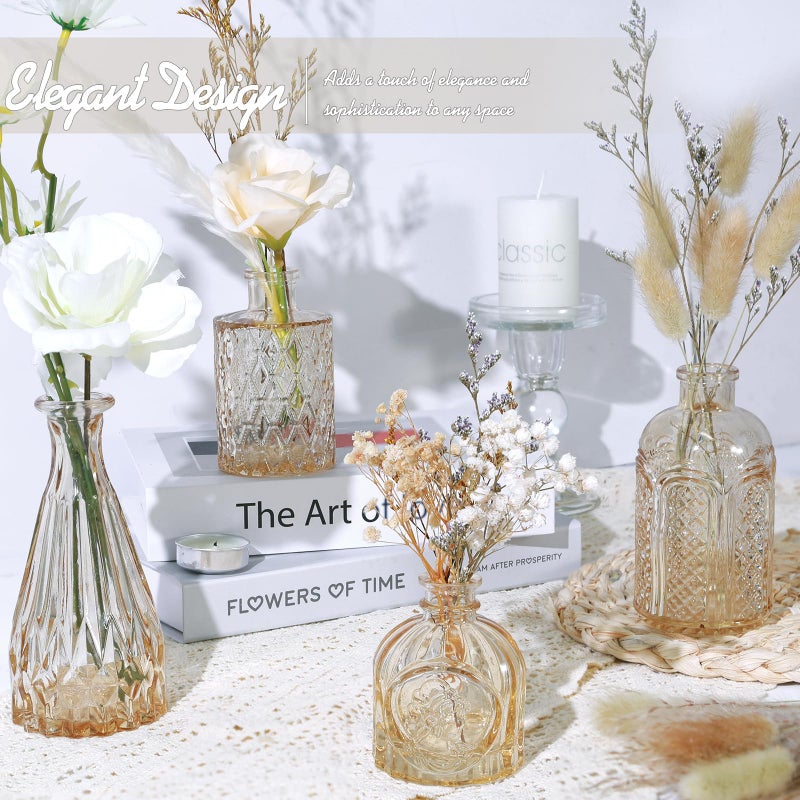 TBWIND Glass Bud Vase Set of 24, Small Amber Flower Vases for Centerpieces in Bulk, Mini Vintage Vase for Wedding Decor, and Home Table DÃ©cor - Image 5