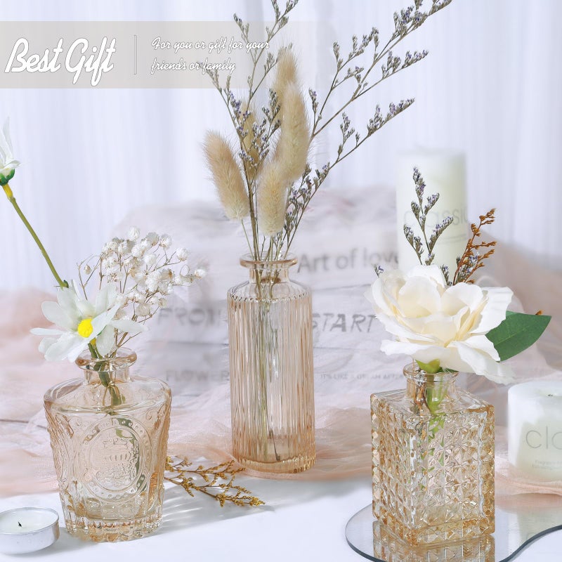 TBWIND Glass Bud Vase Set of 24, Small Amber Flower Vases for Centerpieces in Bulk, Mini Vintage Vase for Wedding Decor, and Home Table DÃ©cor - Image 4