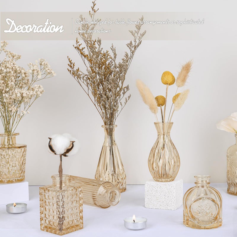 TBWIND Glass Bud Vase Set of 24, Small Amber Flower Vases for Centerpieces in Bulk, Mini Vintage Vase for Wedding Decor, and Home Table DÃ©cor - Image 2