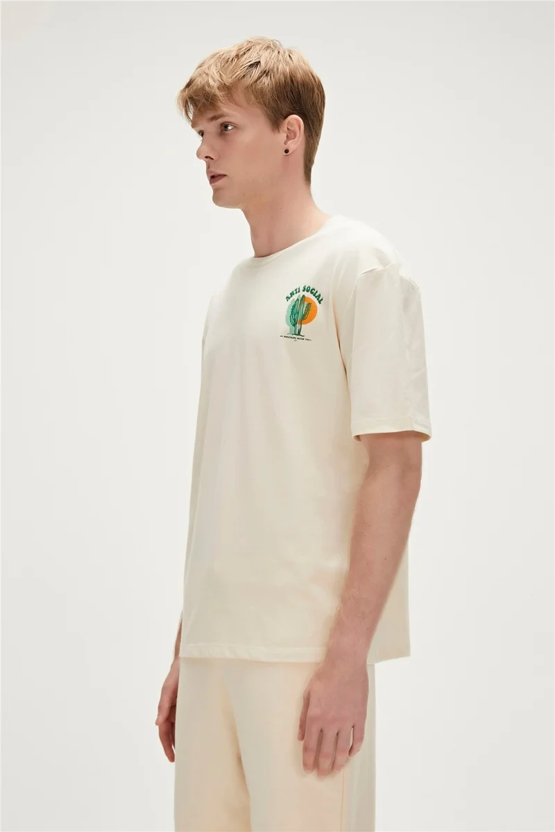 Bad Bear Re-Social Recycle Marshmallow White T-Shirt Printed Men's T-Shirt