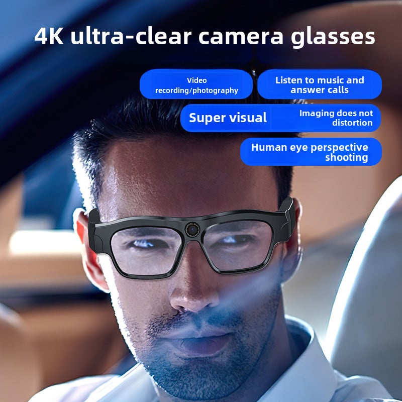 4K Ultra-Clear Bluetooth Fashion Glasses with Camera Black 256G 
