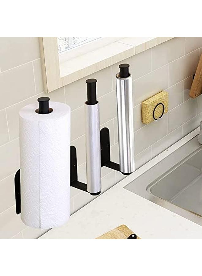 شواي حامل المناشف الورقية، حامل المناشف الورقية تحت الخزانة، حامل المناشف الورقية ذاتي اللصق من الفولاذ المقاوم للصدأ، قوي ومتين باللون الأسود - Image 2